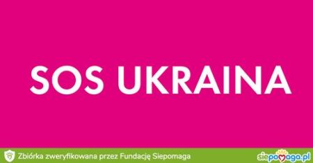 Na różowym tle napis SOS Ukraina